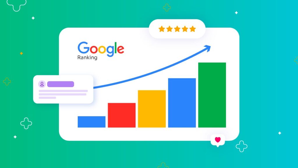 How to Rank #1 on Google in 2026 showing SEO growth chart, Google ranking improvement, and website traffic increase